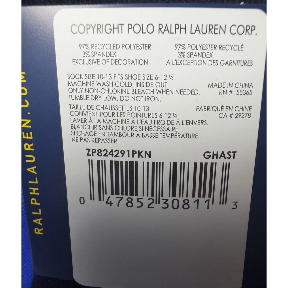 Polo Ralph Lauren Classic Sport Low Cut Ankle Socks Men's Size 6-12.5 Pack Of 4 - Picture 6 of 8